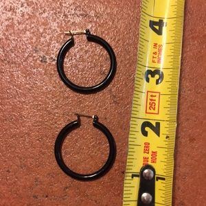 Black hoop pierced earrings